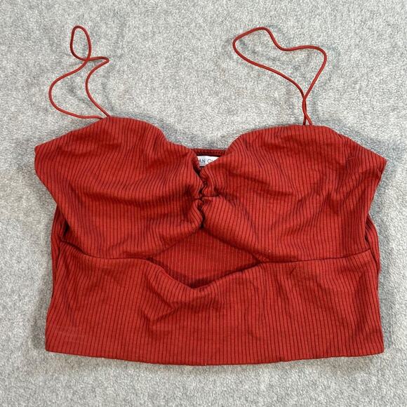 Urban Outfitters Cut Out Bralette Women's Medium Rust Red Ribbed Cropped - Picture 1 of 6
